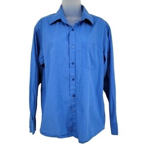 Men's Blue Plaid Eighty Eight Button Front Shirt,Size M‎